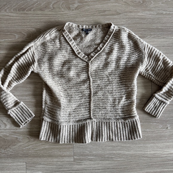 Eileen Fisher Sweaters - Eileen Fisher Vneck Yak Wool Open Knit Sweater Neutral Tan size Medium